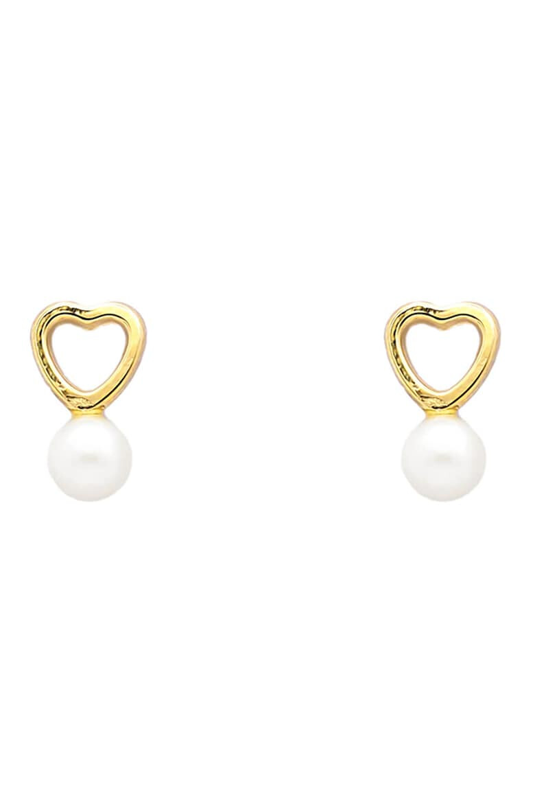 DIVA PEARLS Cercei de aur de 14K in forma de inima - Pled.ro