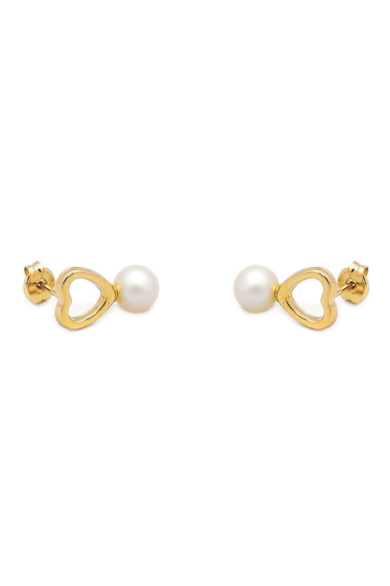 DIVA PEARLS Cercei de aur de 14K in forma de inima - Pled.ro