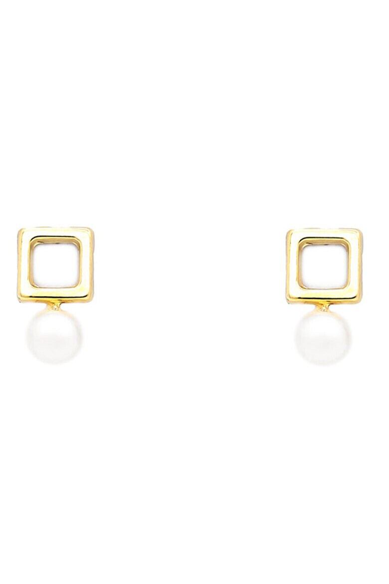 DIVA PEARLS Cercei patrati de aur de 14K cu perle - Pled.ro