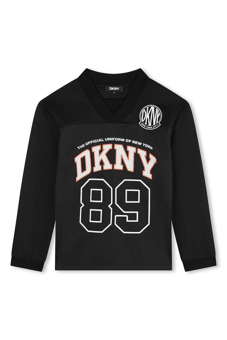 DKNY Bluza cu decolteu in V si imprimeu logo - Pled.ro