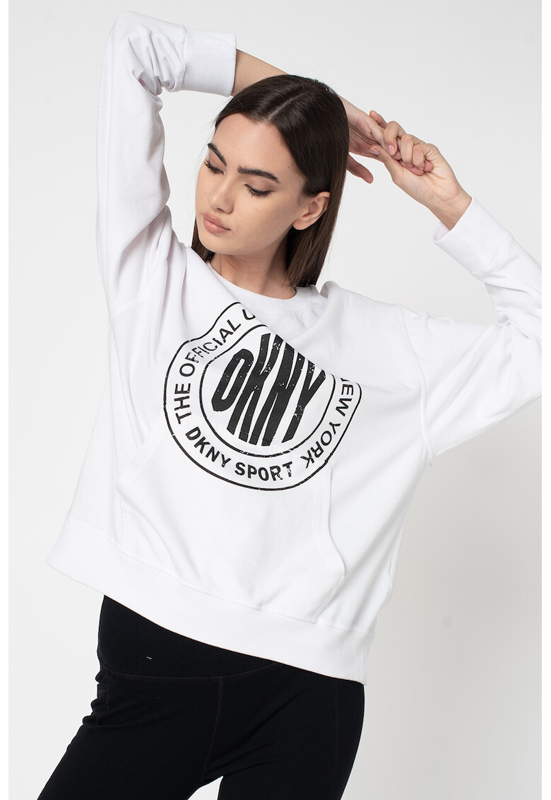 DKNY Bluza sport cu decolteu la baza gatului si imprimeu logo - Pled.ro