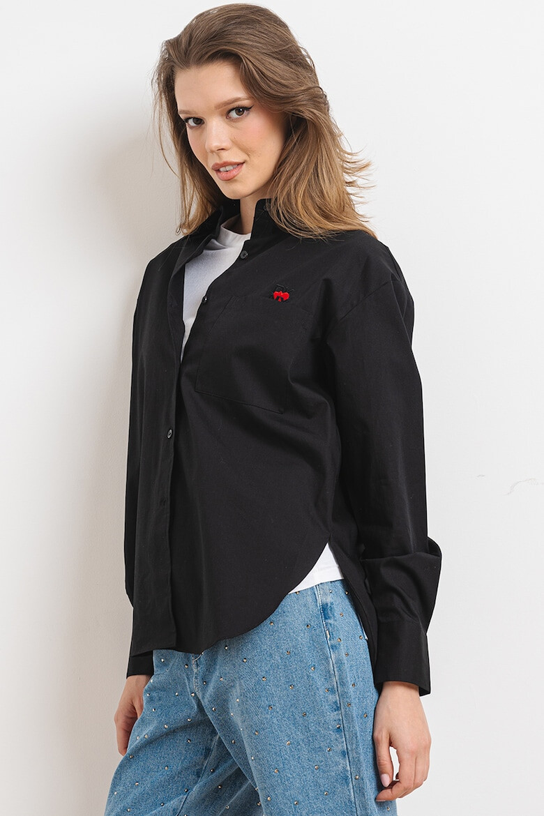 DKNY Camasa uni de bumbac cu guler cu strasuri - Pled.ro