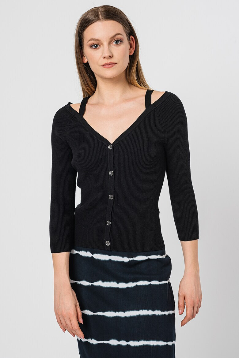 DKNY Cardigan cu decolteu in V si aspect striat - Pled.ro