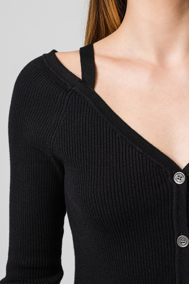 DKNY Cardigan cu decolteu in V si aspect striat - Pled.ro