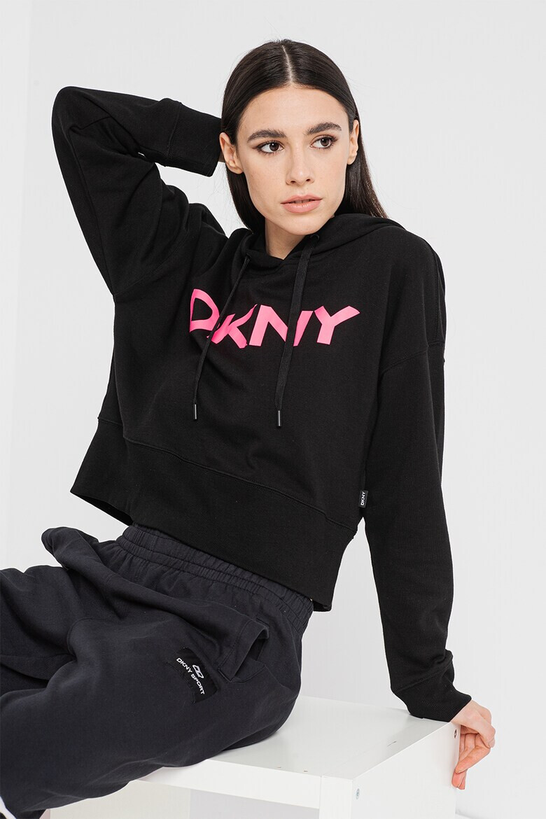 DKNY Hanorac crop cu logo supradimensionat pentru antrenament - Pled.ro