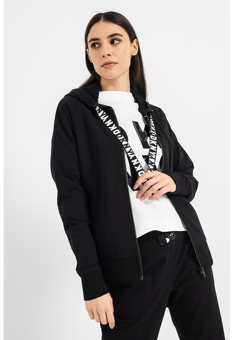 DKNY Hanorac cu fermoar si maneci raglan pentru fitness - Pled.ro