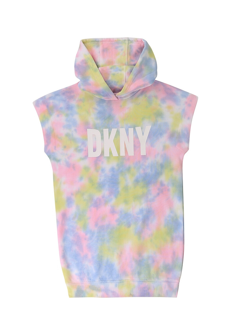 DKNY Rochie cu gluga model tie-dye si logo - Pled.ro