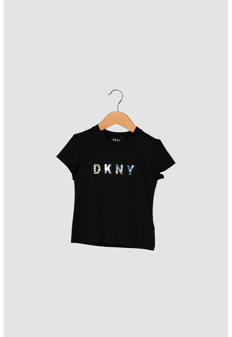 DKNY Tricou cu decolteu la baza gatului si logo - Pled.ro