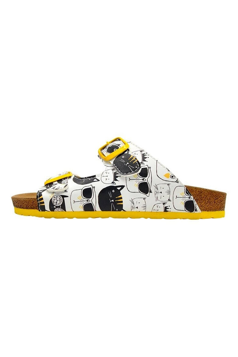 DOGO SHOES Papuci din piele ecologica Monochrome Cats - Pled.ro