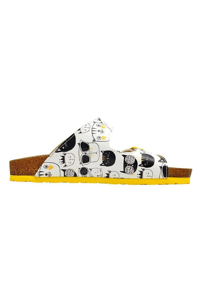 DOGO SHOES Papuci din piele ecologica Monochrome Cats - Pled.ro