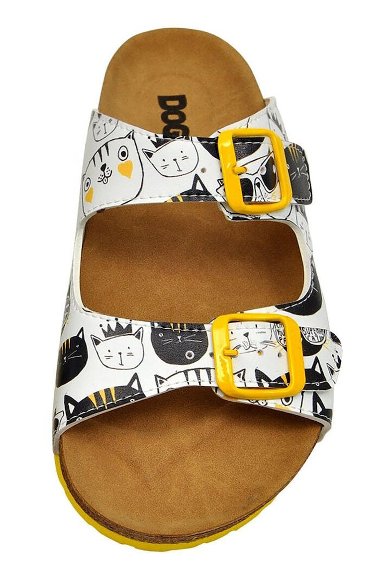 DOGO SHOES Papuci din piele ecologica Monochrome Cats - Pled.ro