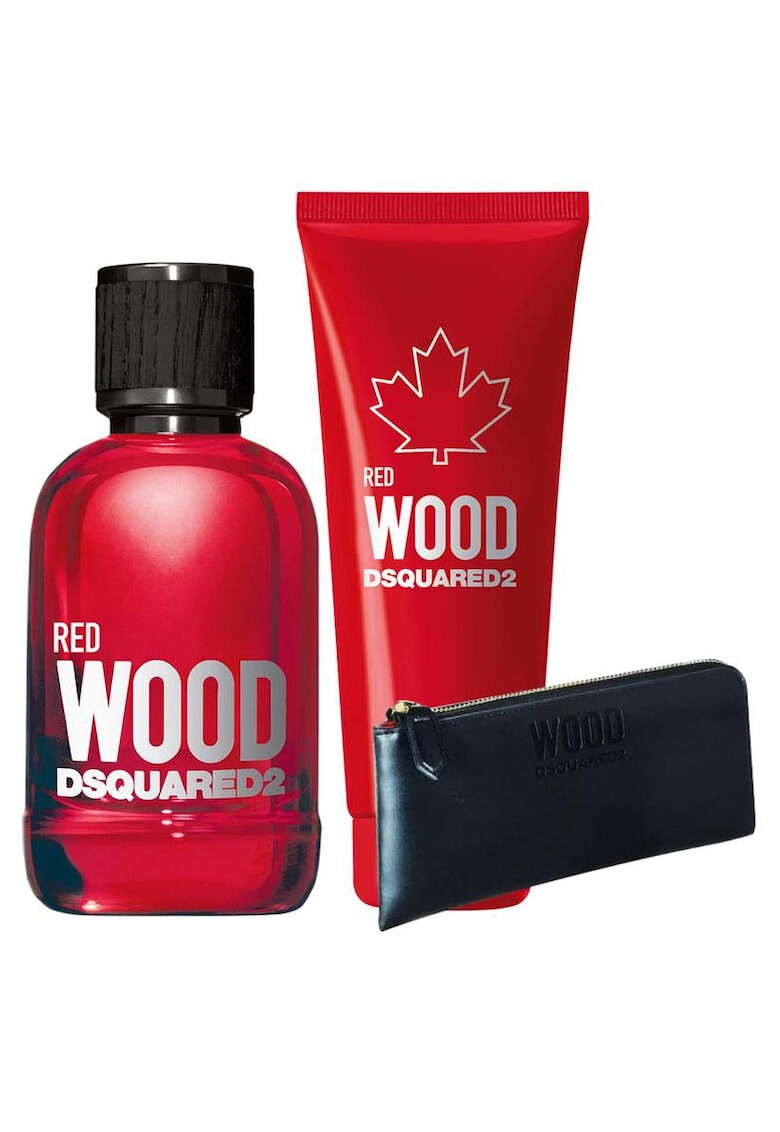 Dsquared2 Set Red Wood Femei: Apa de Toaleta 100 ml + Gel de dus 100 ml + Geanta - Pled.ro