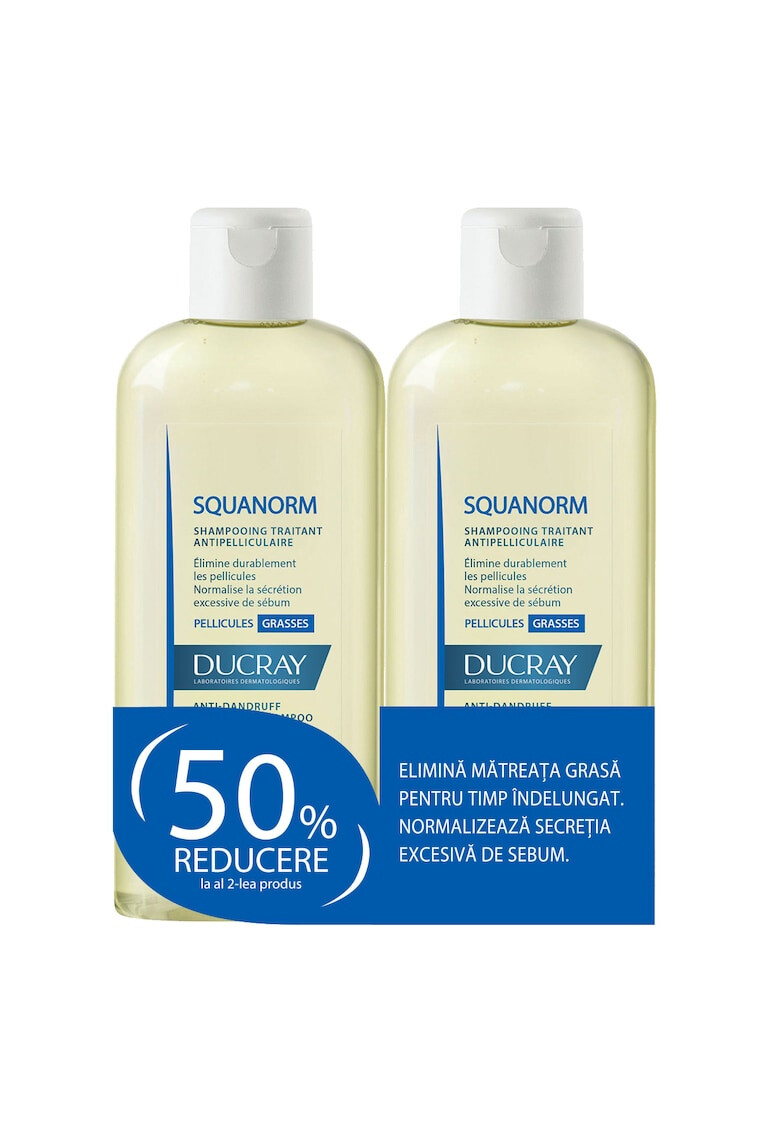 Ducray Pachet 2 x Sampon anti-matreata grasa Squanorm 200 ml - Pled.ro