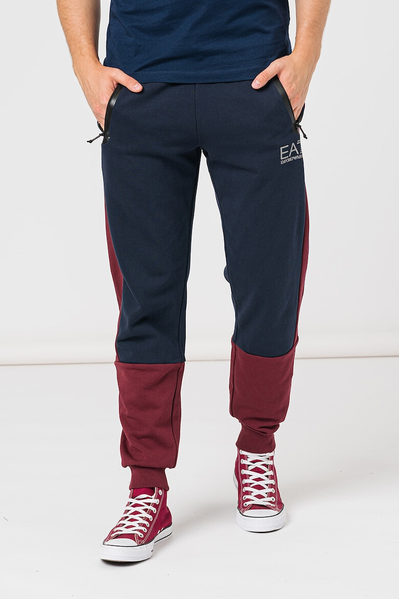 EA7 Pantaloni sport colorblock cu snur - Pled.ro