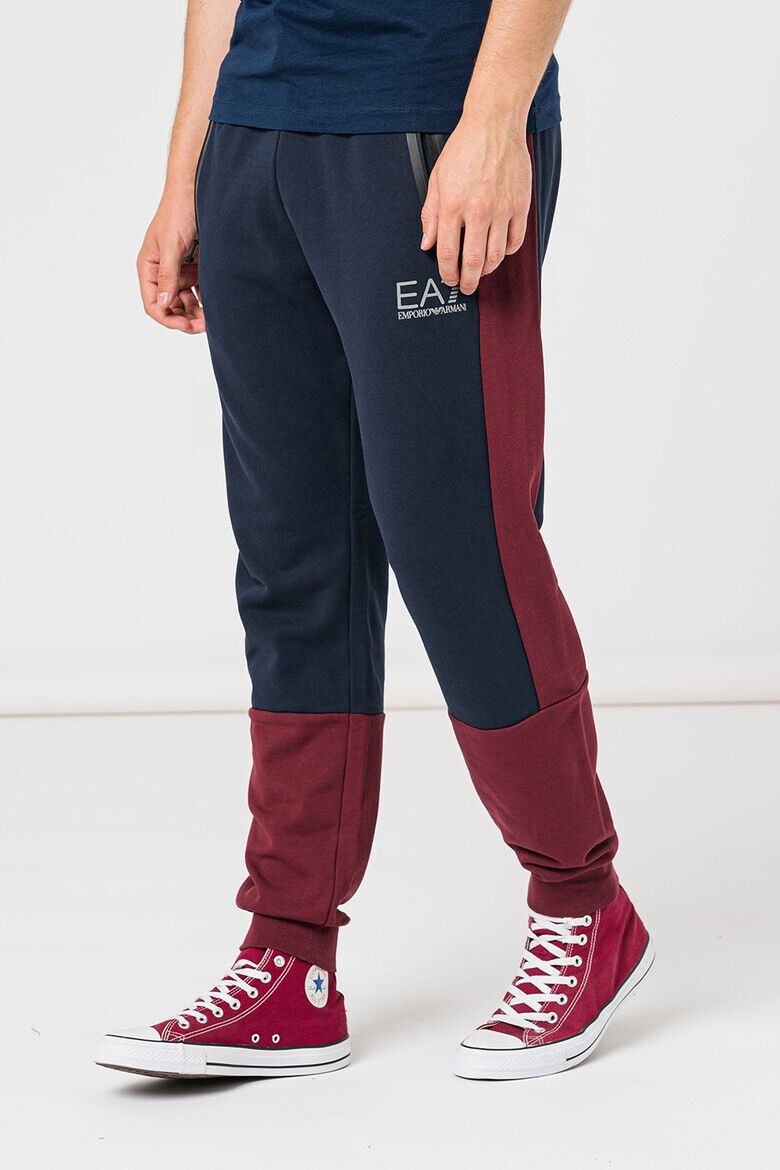 EA7 Pantaloni sport colorblock cu snur - Pled.ro