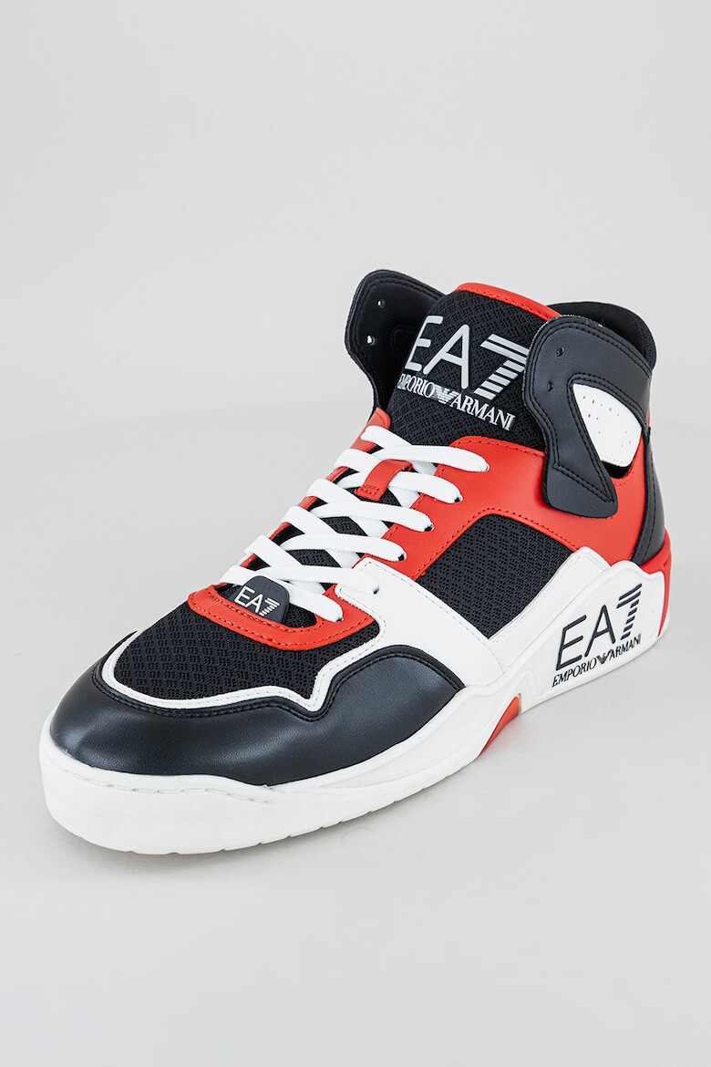 EA7 Pantofi sport mid-high de piele ecologica cu insertii de plasa - Pled.ro