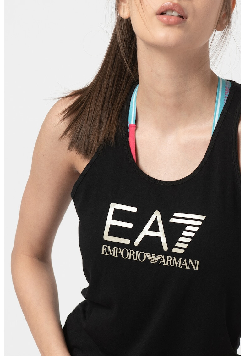 EA7 Top cu imprimeu logo si decupaj racerback - Pled.ro