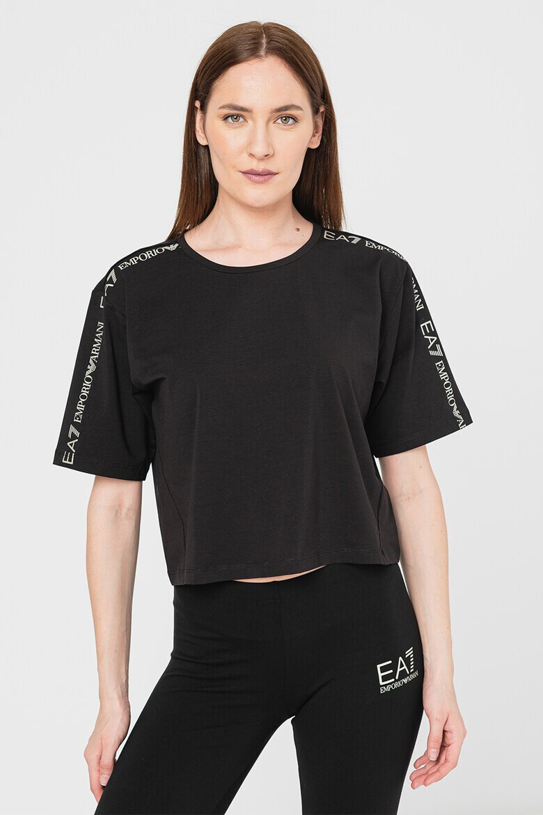 EA7 Tricou crop cu benzi logo - Pled.ro