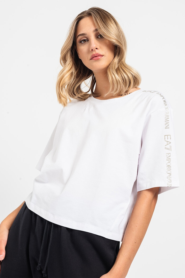 EA7 Tricou crop cu benzi logo - Pled.ro