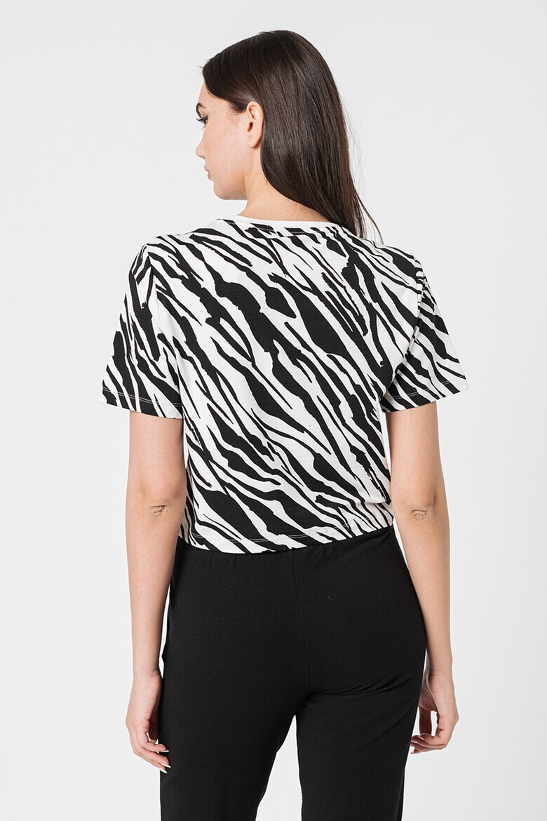 EA7 Tricou crop din amestec de modal cu imprimeu logo si animal print - Pled.ro