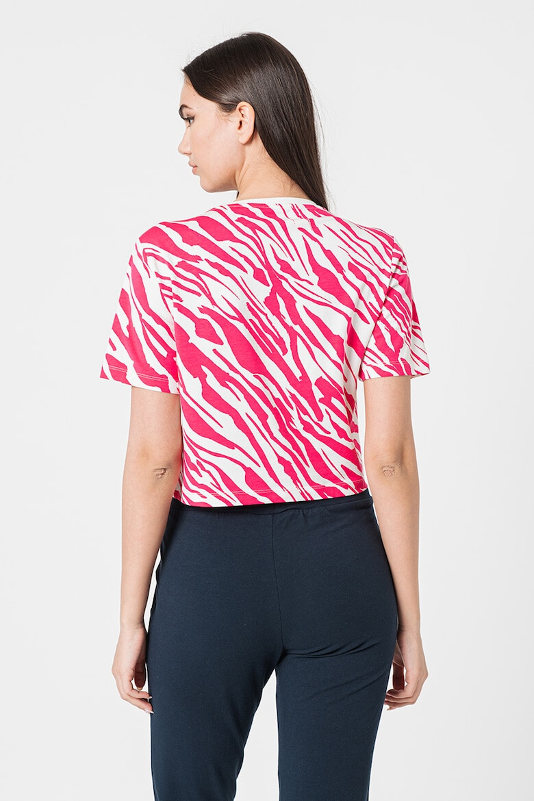 EA7 Tricou crop din amestec de modal cu imprimeu logo si animal print - Pled.ro