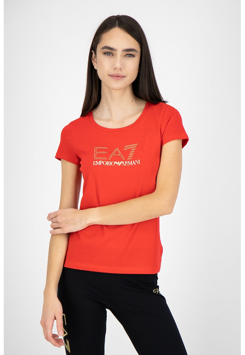 EA7 Tricou cu decolteu la baza gatului si aplicatie logo - Pled.ro