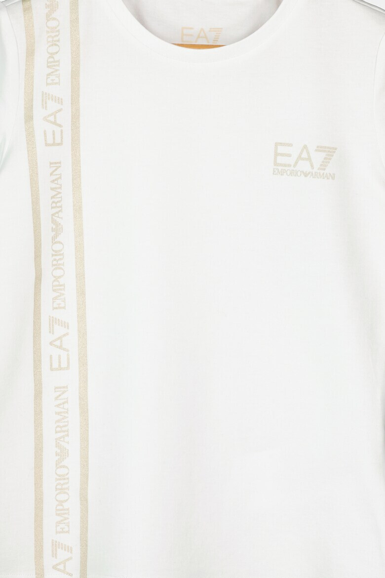 EA7 Tricou cu decolteu la baza gatului si banda logo stralucitoare - Pled.ro