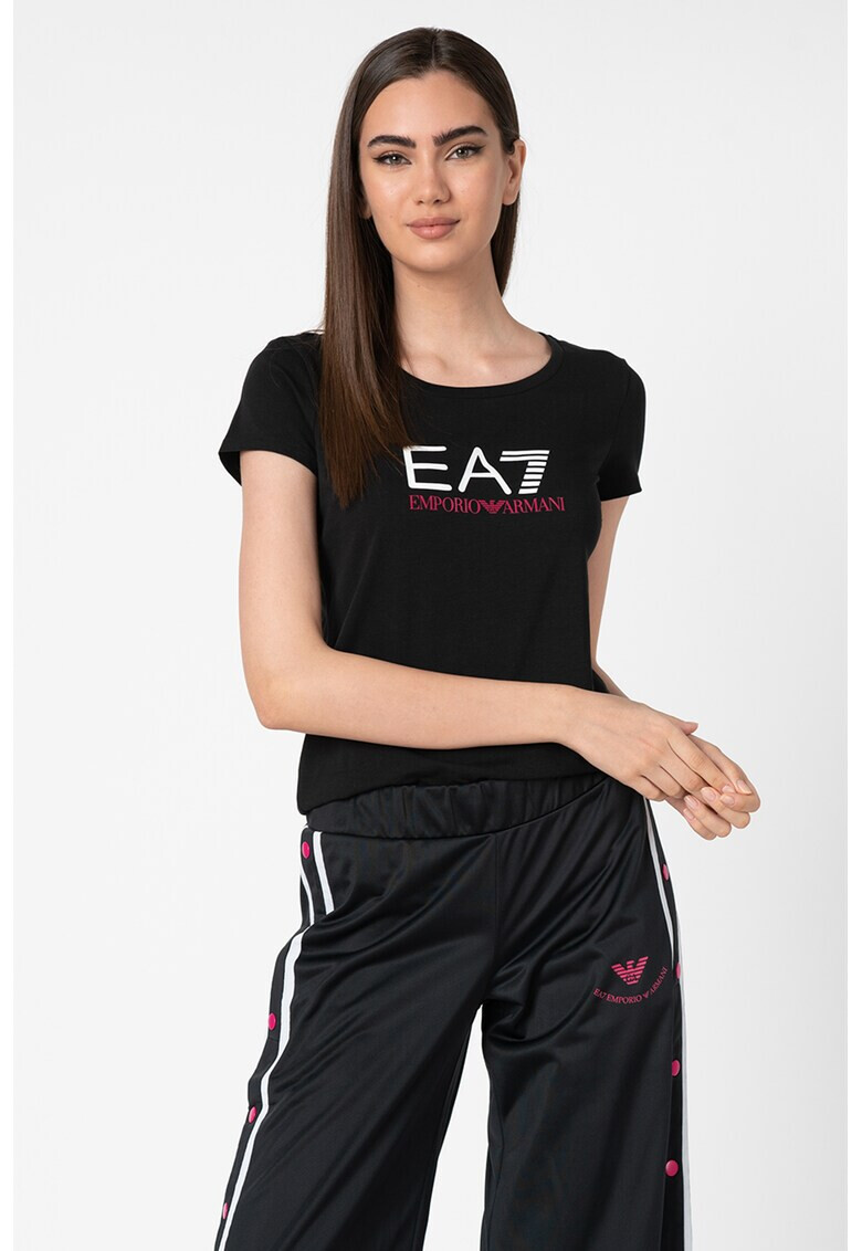 EA7 Tricou cu decolteu rotund si logo - Pled.ro