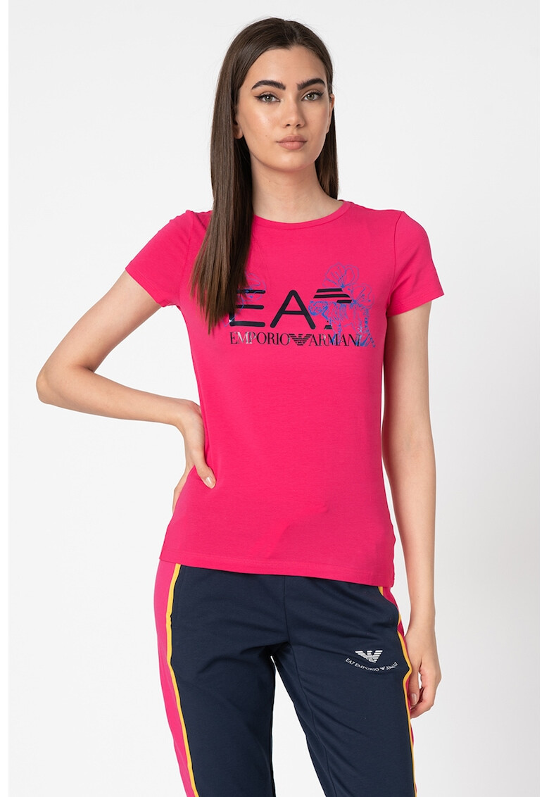 EA7 Tricou cu decolteu la baza gatului si imprimeu logo - Pled.ro