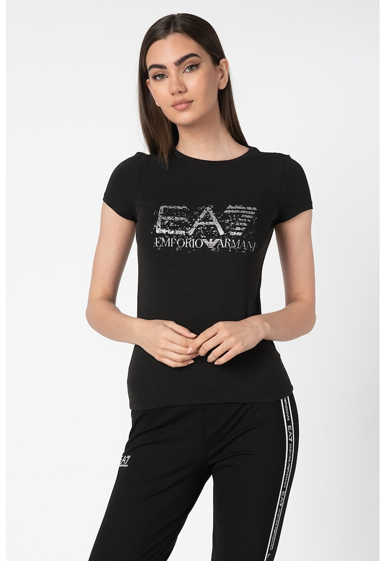 EA7 Tricou cu decolteu rotund si logo - Pled.ro