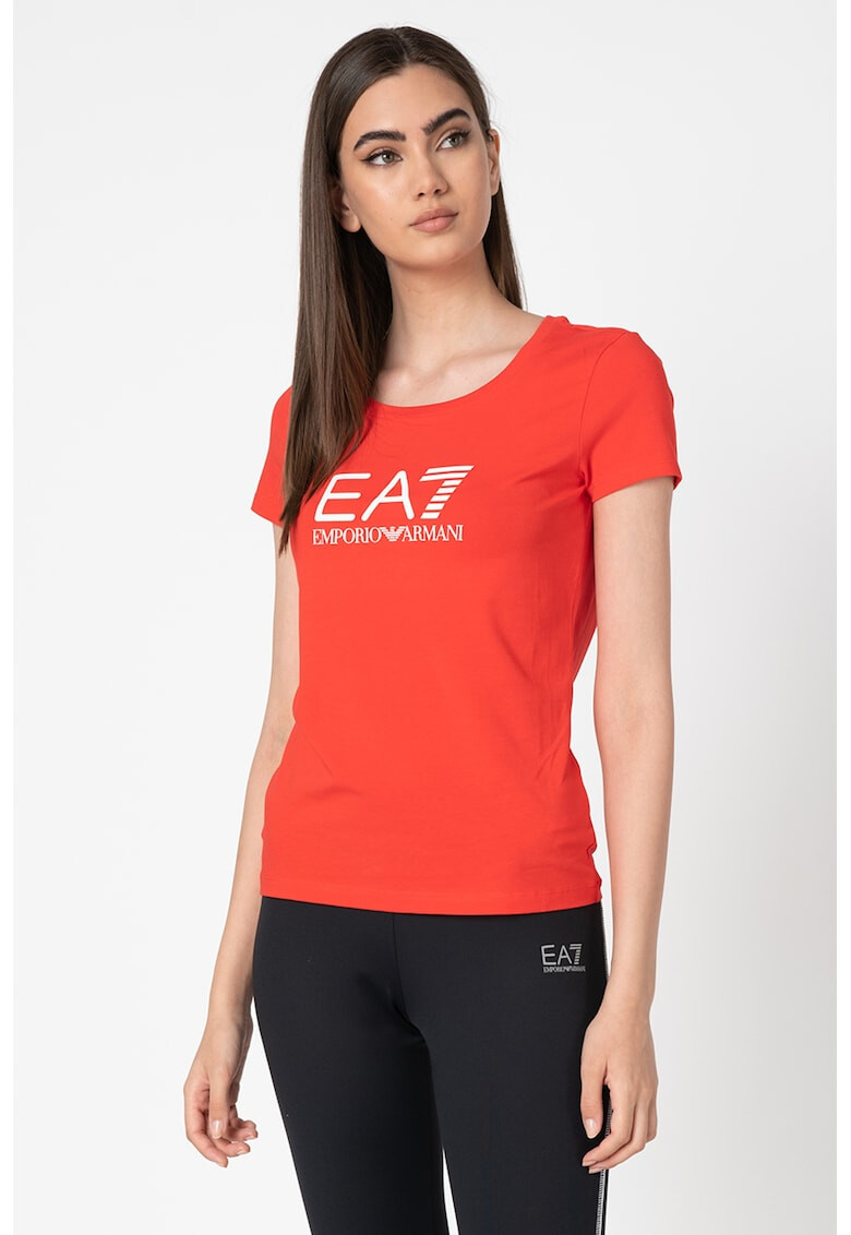 EA7 Tricou cu decolteu la baza gatului si imprimeu logo - Pled.ro