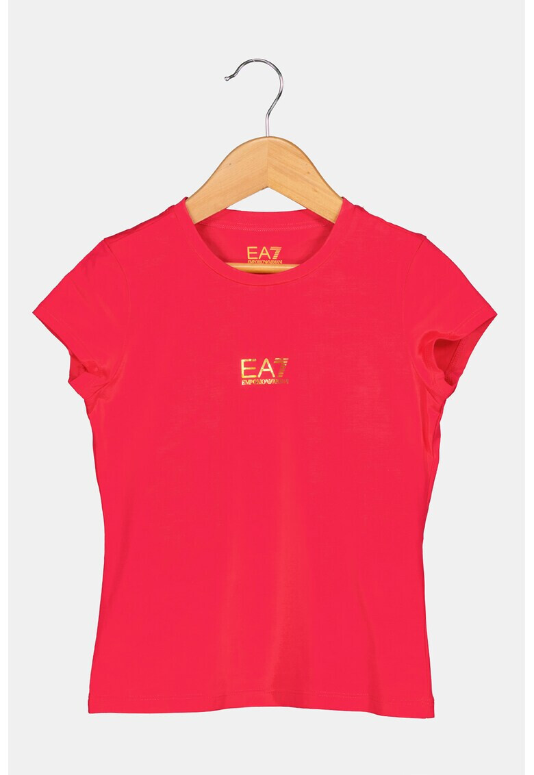 EA7 Tricou cu decolteu la baza gatului si detaliu logo - Pled.ro