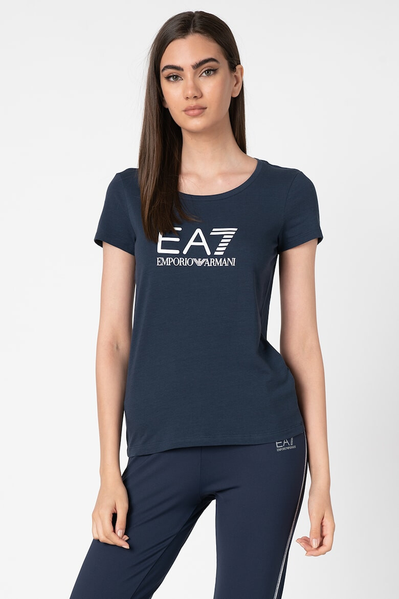 EA7 Tricou cu decolteu rotund si logo - Pled.ro