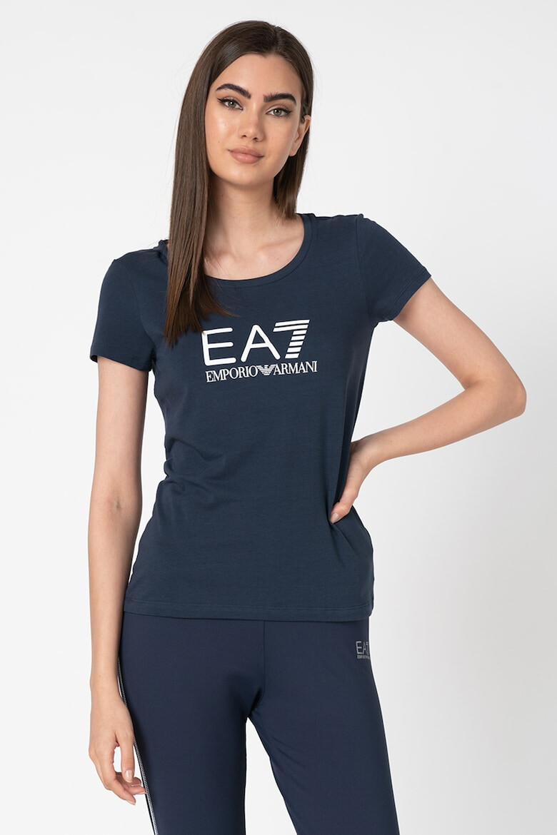 EA7 Tricou cu decolteu rotund si logo - Pled.ro