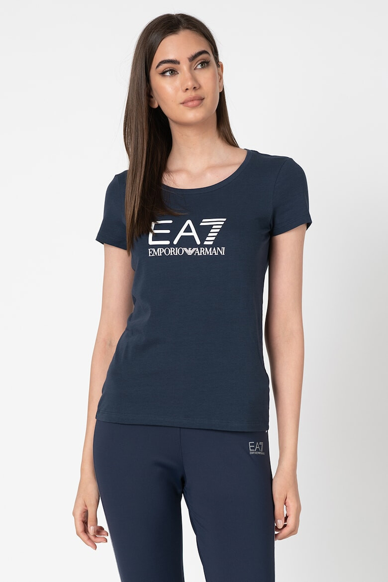 EA7 Tricou cu decolteu rotund si logo - Pled.ro