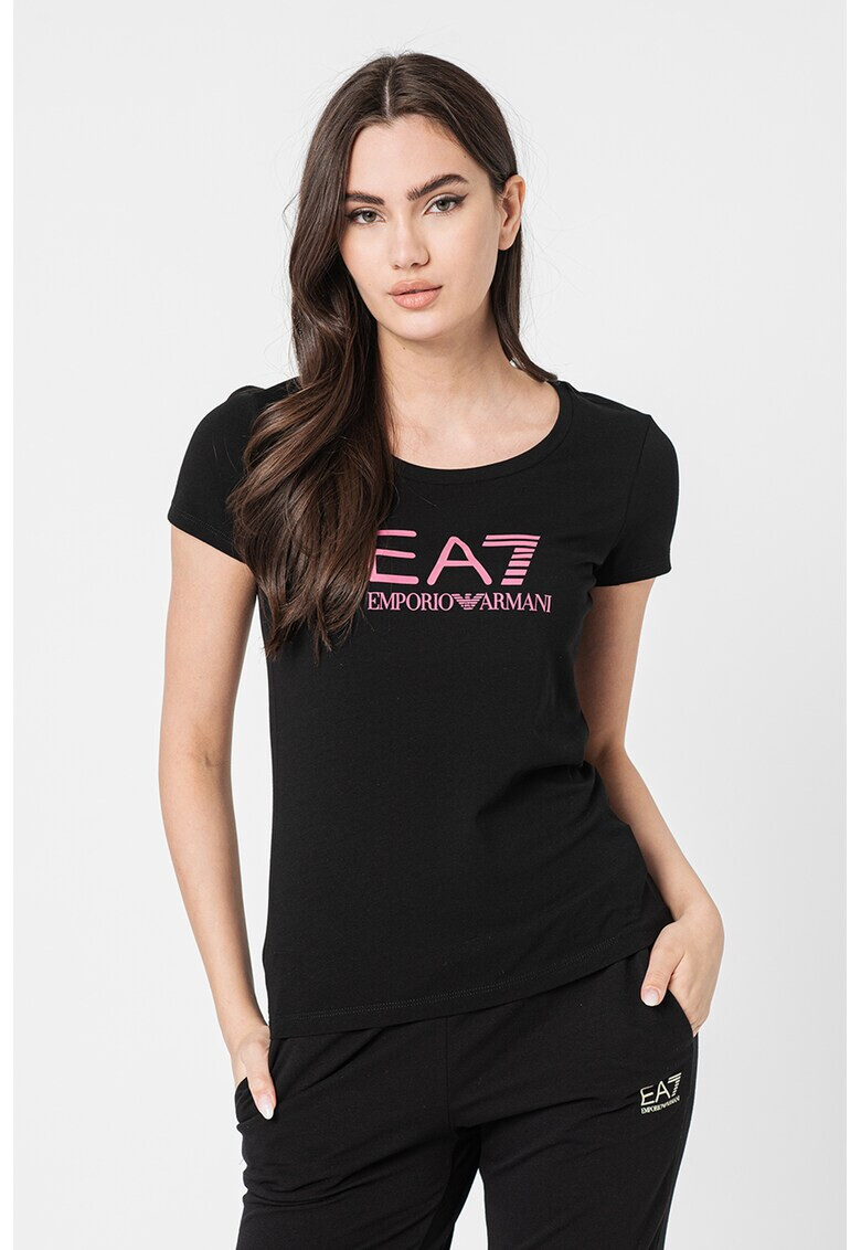 EA7 Tricou cu decolteu rotund si logo - Pled.ro