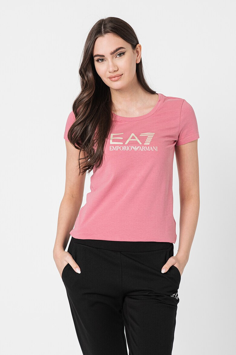 EA7 Tricou cu decolteu rotund si logo - Pled.ro