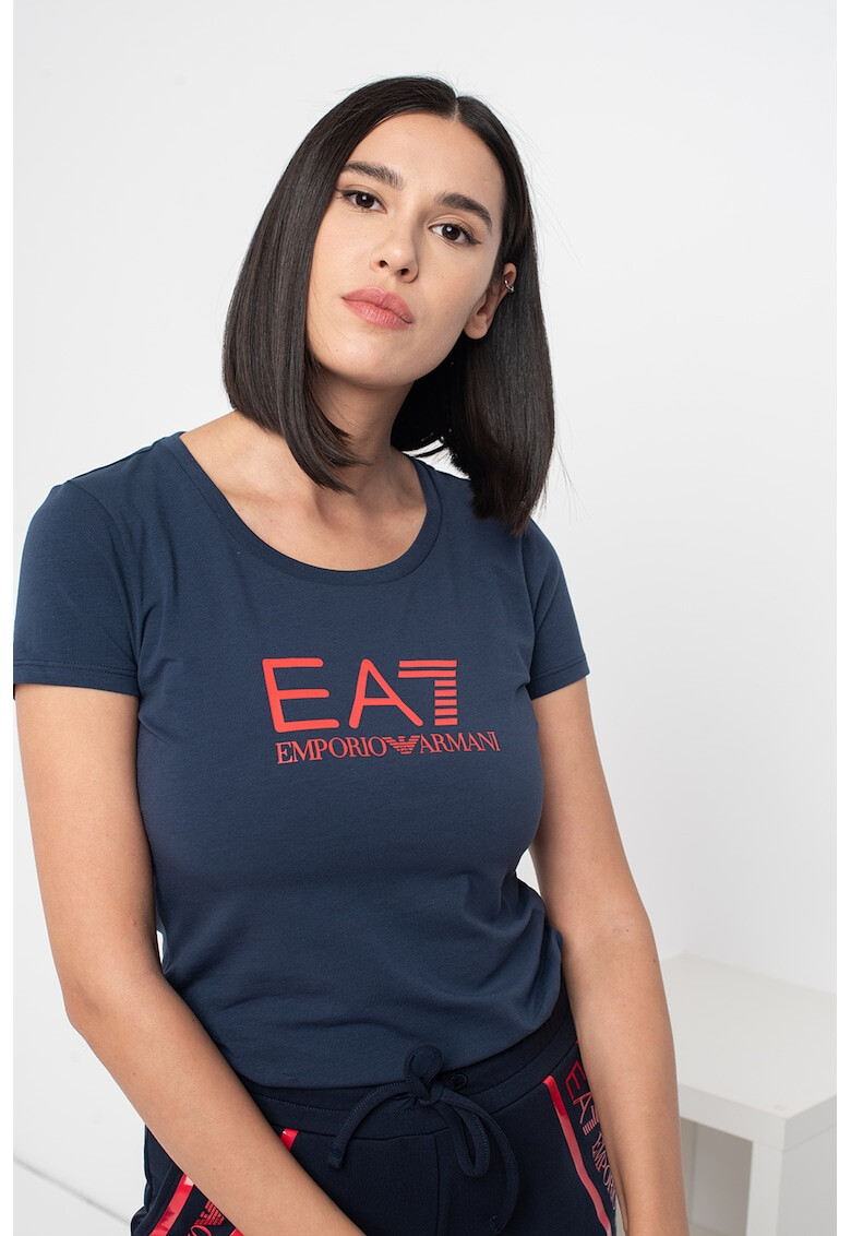 EA7 Tricou cu decolteu rotund si logo - Pled.ro