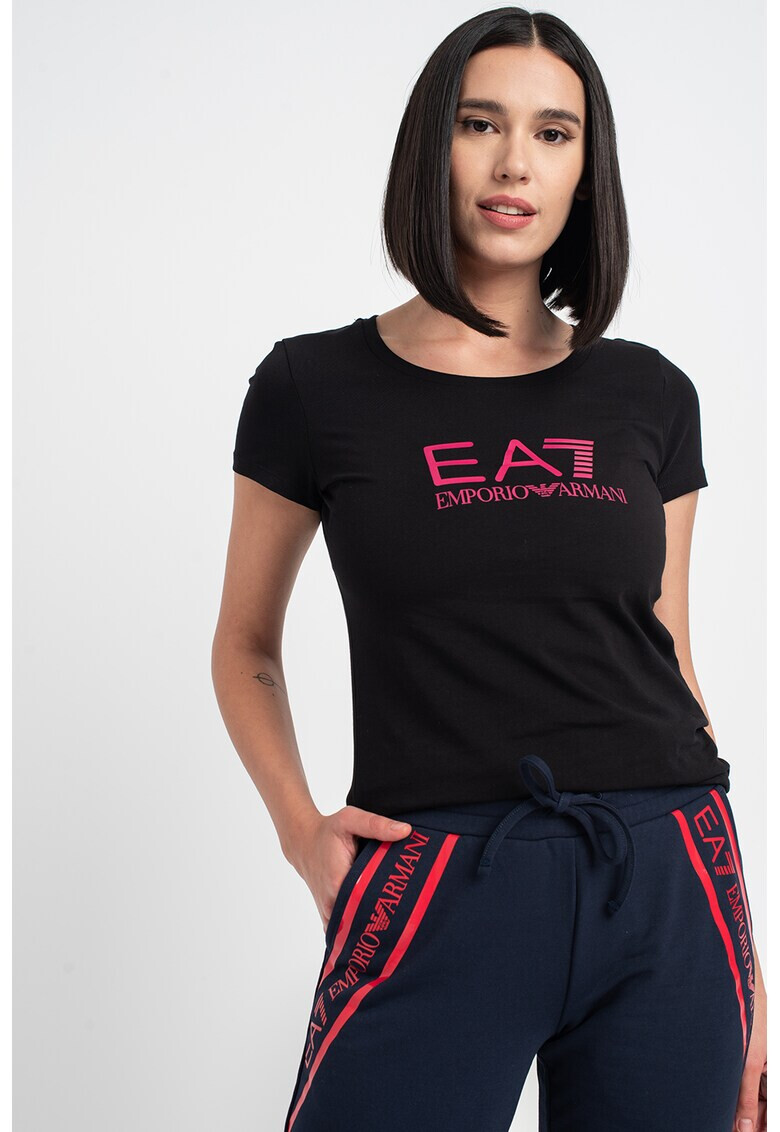 EA7 Tricou cu decolteu rotund si logo - Pled.ro