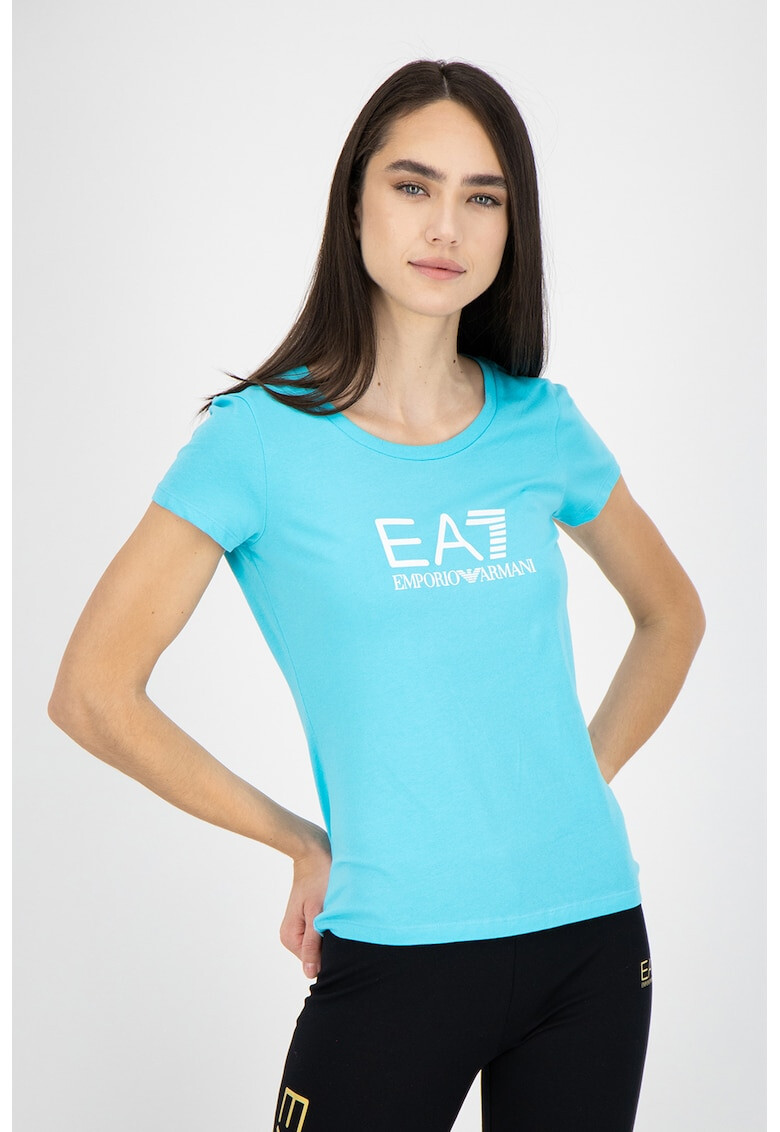 EA7 Tricou cu decolteu rotund si logo - Pled.ro