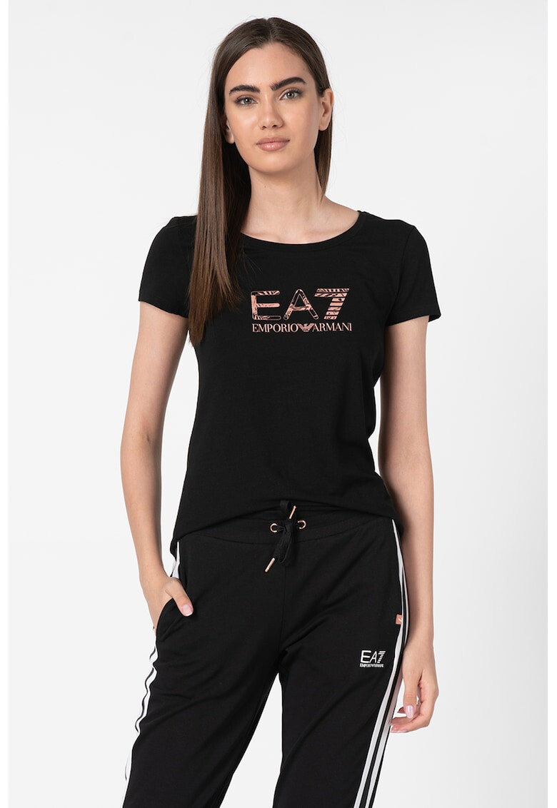 EA7 Tricou cu decolteu rotund si logo - Pled.ro