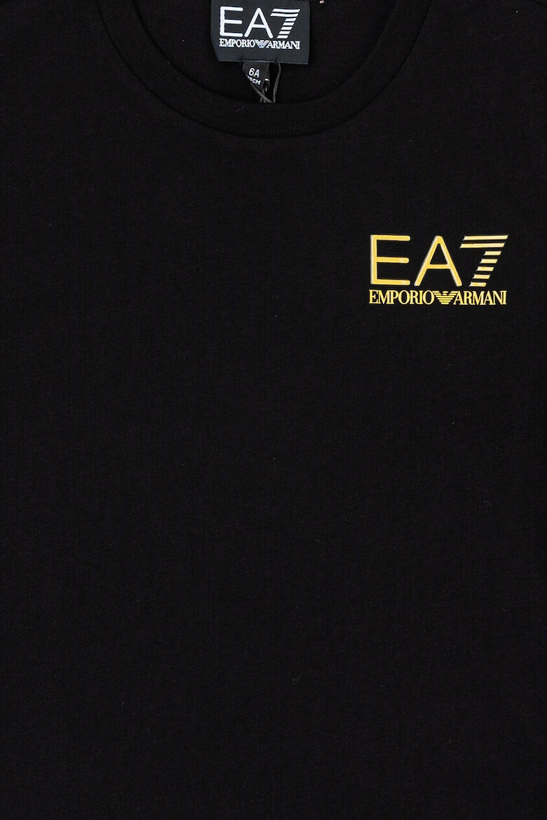 EA7 Tricou de bumbac cu decolteu la baza gatului si logo - Pled.ro