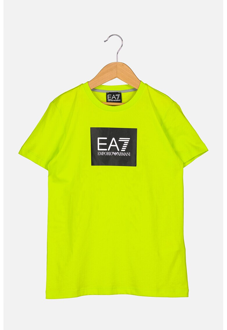 EA7 Tricou din bumbac cu decolteu la baza gatului si imprimeu logo - Pled.ro