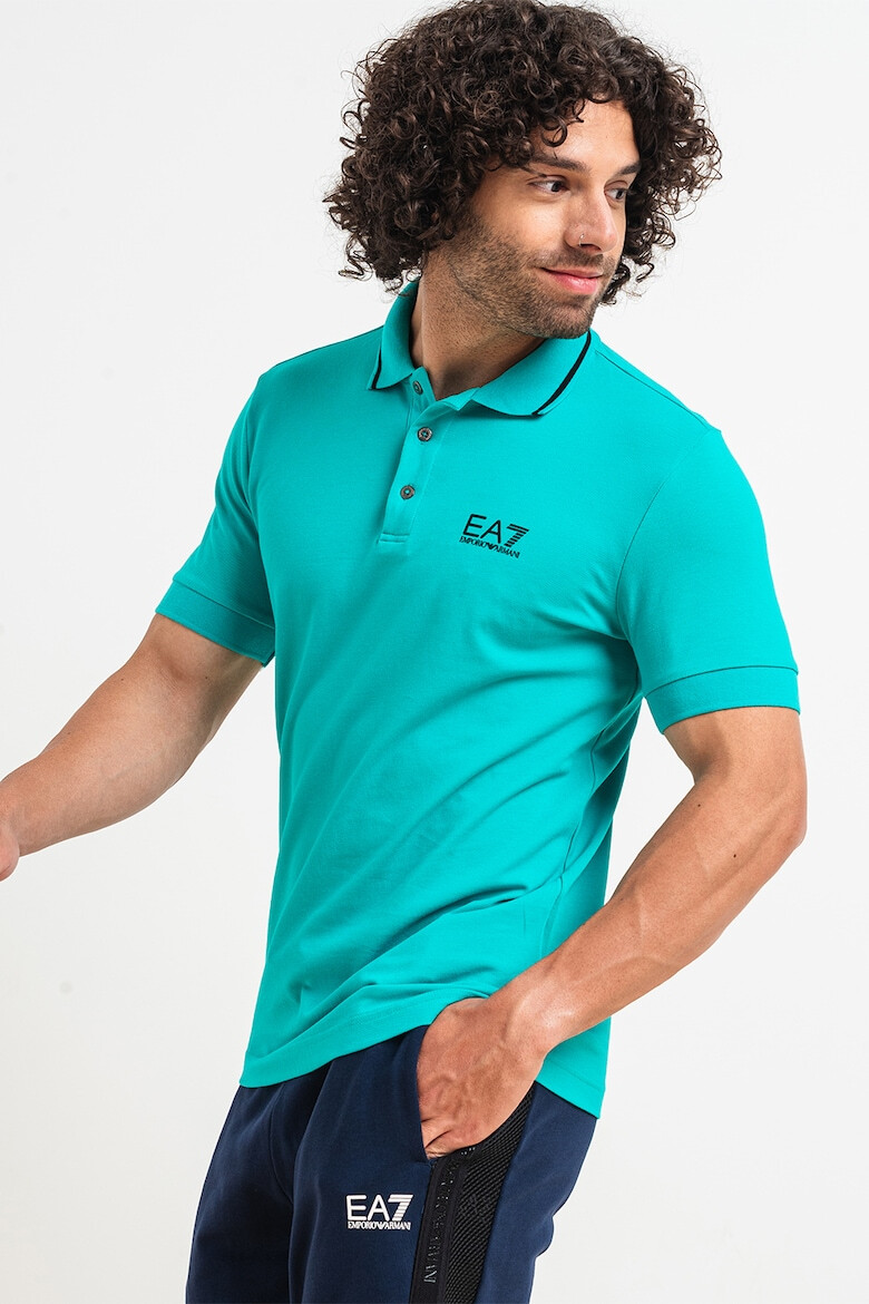 EA7 Tricou polo din material pique cu logo pe piept - Pled.ro