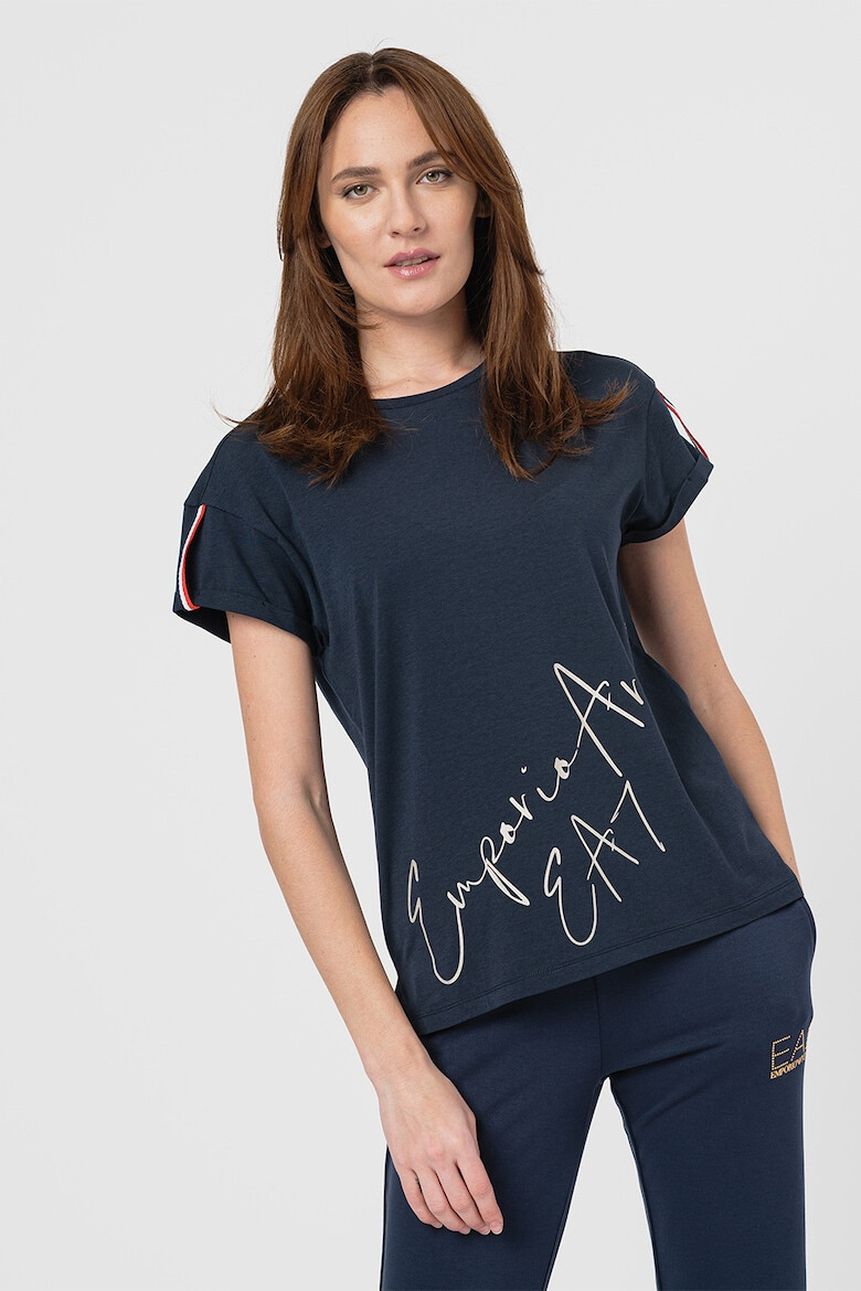 EA7 Tricou regular fit din amestec de modal cu imprimeu logo - Pled.ro