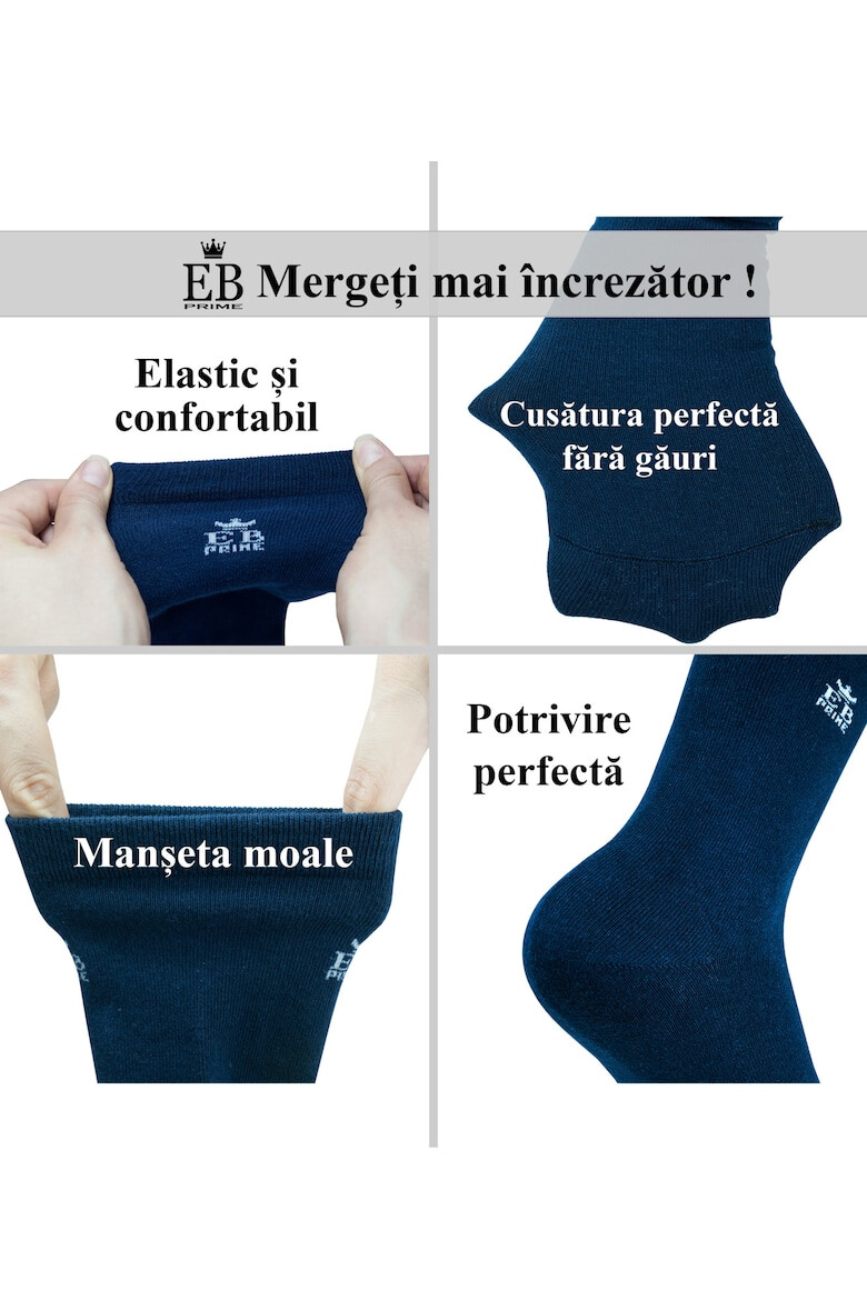 EB Prime Set 6 perechi Sosete din bumbac pieptanat fara cusatura respirabile si confortabile - Pled.ro