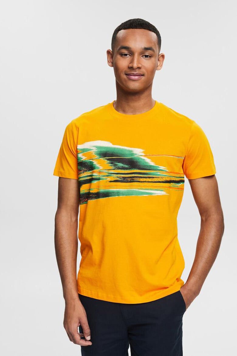 EDC by Esprit Tricou cu decolteu la baza gatului si imprimeu abstract - Pled.ro