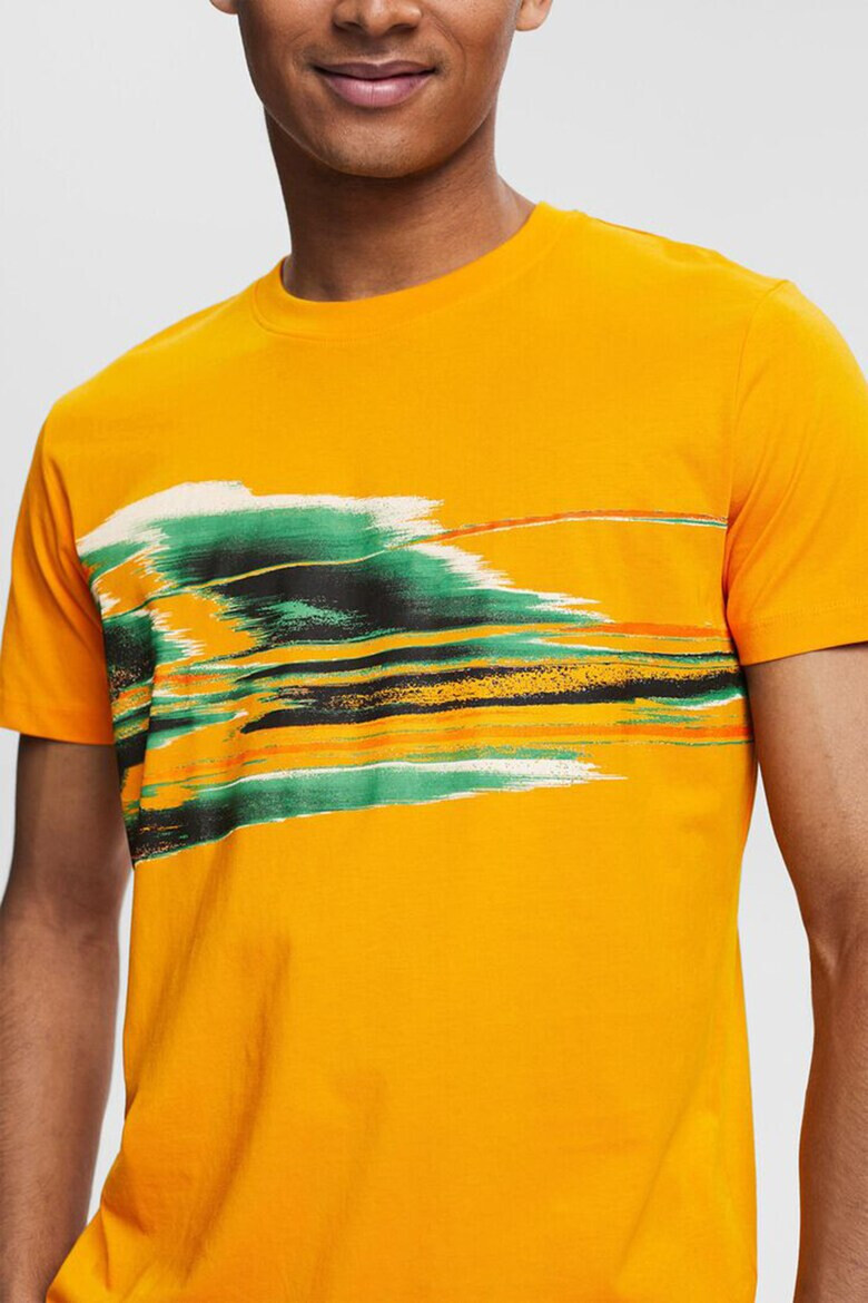 EDC by Esprit Tricou cu decolteu la baza gatului si imprimeu abstract - Pled.ro