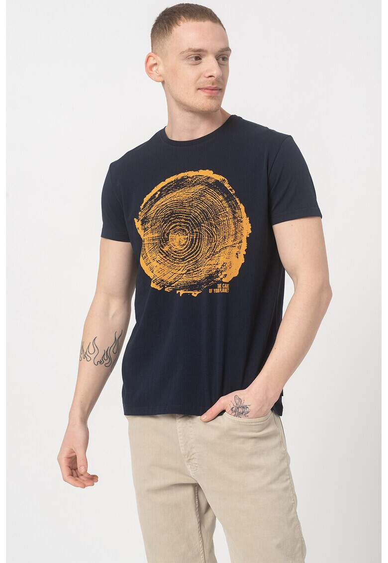 EDC by Esprit Tricou de bumbac organic cu imprimeu si decolteu la baza gatului - Pled.ro