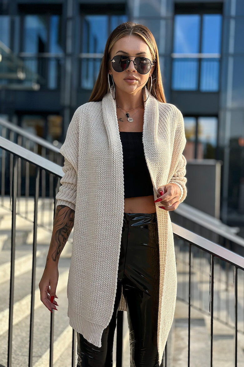 EDOTI Cardigan lung tricotat gros fara inchidere - Pled.ro